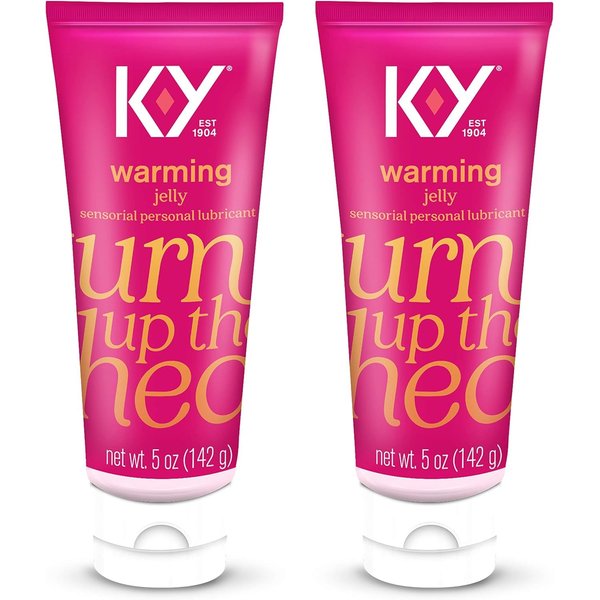 K-Y Warming Jelly Lube, Sensorial Personal Lubricant, Glycol Based Formula, Safe to Use with Latex Condoms, For Men, Women and Couples, 5 FL OZ (Pack of 2)