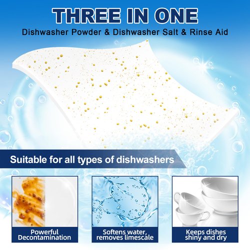 Binbata Eco Dishwasher Detergent Sheets Up To 160 Loads, Unscented Plastic Free Dishwashing Soap Strips With High Efficient Solid Enzyme, Leaving Dishes Sparkling Clean