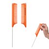 Jurrissa Rat Tail Combs for Parting,Protable Retractable Rat Tail Comb-Parting Combs for Hair Stylist-Fine Tooth Teasing Comb Stainless Steel Pin Tail Anti Static Heat Resistant (Orange)
