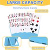 RESOVO Playing Cards Holders Stands Decks w/Foldable Tabletop Stand, 3 Layers Design for Poker UNO Cards, Playing Card Accessories, Set of 2 (1 Blue + 1 Yellow)