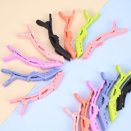 LUERMINJP Alligator Hair Clips Styling Sectioning Clips 14Pcs Professional Wide Teeth Salon Alligator for Women Plastic Double-hinged Alligator Barber Shop Secure Hair 7 Colors