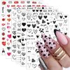 Valentine's Day Nail Art Stickers Black Heart Shape Romantic Cupid Nail Decals Exquisite Nail Art Supplies 3D Self Adhesive Design Valentine's Day Nail Stickers for Women Girls DIY Nail Decoration