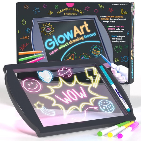 Marvin's Magic - Neon Glow Craft Kit - Craft Set - Light Up Tracing Pad - Drawing Tablet Kids - Neon Magic Kit - Childrens Craft Kits - Battery Powered Doodle Pad - Glow Art Neon Drawing Board