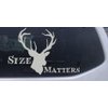 Silver 6in X 3.9in - Size Matters Big Buck Decal Hunting and Fishing Car Window Wall Laptop Decal Sticker