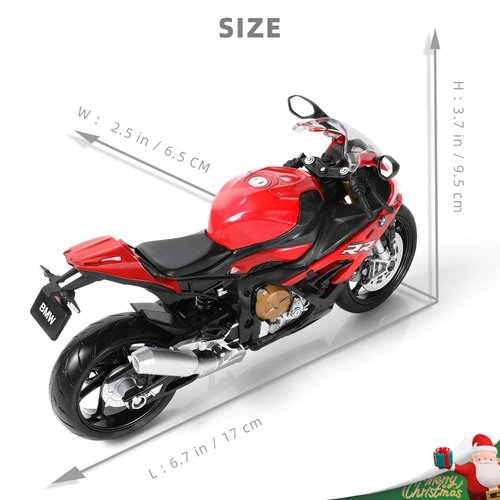 Risopen 1/12 S1000RR Motorcycle Model Toy Mini Alloy Metal Diecast Motorcycle Model White Motorcycle Model Toy Sport Motorcycle Racing Model Collection Gift for Men Kid Boy