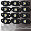 LY8 12 Pods White LED Rock Lights Neon Underglow Light for Car Truck ATV SUV Under Body Glow Light Trail Fender Lighting