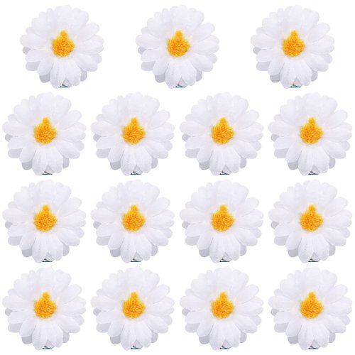 CÉLLOT 15PCS Daisy Flower Hair Clips,Small Sun Flower HairPins,Mini Flower Hair Clips Bridesmaid Girls Women Hair Accessories for Beach Wedding Decor (White Colors)