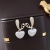 Allereyae Vintage Crystal Pearl Heart Dangle Earrings Rhinestone Pearl Drop Earrings Gold Cz Pearl Stud Earrings Heart Love Earrings Jewelry for Women