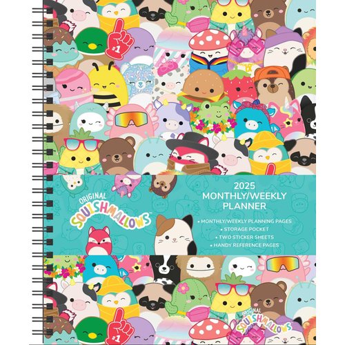 Squishmallows 12-Month 2025 Monthly/Weekly Planner Calendar