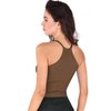 ODODOS Women's 3-Pack Seamless Cami Tops Ribbed Camisole Tank Top, Oatmeal BarnRed Brunette, X-Small/Small