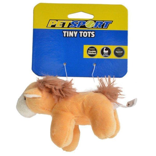 PetSport Tiny Tots Barn Buddies Dog Toy with Squeaker, 4 Inch, Assorted Designs (Single)