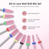 Depvko 10PCS Ceramic Nail Drill Bits, Professional 3/32 inch Electric Manicure Pedicure Drill Bits Nail Tech Set for Acrylic Gel Nails, Efile Cuticle Remover Safety Bit for Nail Drill File, Pink
