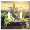 Art Plates 2-Gang Toggle OVERSIZED Switch Plate - OVER SIZE Decorative Metal Wall Plate - Green Grapes and Wine - (Made in USA)