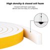 White Door Weather Stripping Self Adhesive Foam Tape High Density Foam Sealing Strip Window Insulation Weatherproof Gasket Tape 1/2" Wide X 1/4" Thick, 13 Ft X 2 Rolls, Total 26 Feet