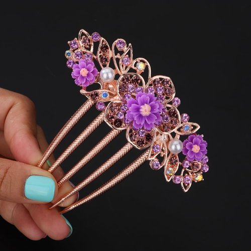Xerling Vintage Flower Bridal Combs Floral Side Combs Crystal Rhinestone Classy Wedding Hair Comb Accessories Hair Decor for Women Girls (CombA 4)