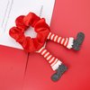 Christmas Hair Scrunchies for Women Girls Hair Ties Christmas Velvet Cartoon Legs Elastic Hair Bands for Kids Ponytail Ties Rope Rubber Bands Ties Hair Accessoires (Red, 1Pack)