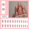 RUPOFUZA Medium Press on Nails Coffin Fake Nails 24Pcs Ombre Pink Square False Nails with Gloss Designs Acrylic Nails Press ons Artificial Nails Stick on Nails for Women