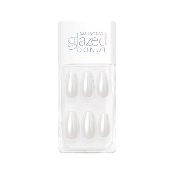 Dashing Diva Magic Press Nails - Vanilla Glaze | Medium, Coffin Shaped Press On Nails | Long Lasting Stick On Gel Nails | Lasts Up to 7 Days | Contains 30 Stick On Nails, 1 Prep Pad, 1 File
