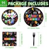 96 Pcs Science Party Supplies 350 GSM Science Plates and Napkins Disposable Tableware Set Mad Scientist Dinnerware for Kids Little Scientist Decoration Favors Serves 24