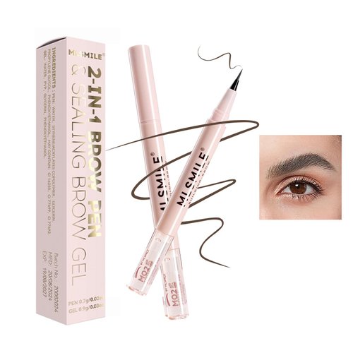 2-in-1 ultra-fine stereoscopic gel eyebrow pencil，Eyebrow pencil setting liquid and Precise Brush-Tip Create Natural Hair-Like Brows,Ultra-Fine Realistic Eyebrow Pencil，Long-lasting on All Day(02#)