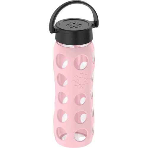 Lifefactory 22-Ounce BPA-Free Glass Water Bottle with Classic Cap and Protective Silicone Sleeve, Desert Rose