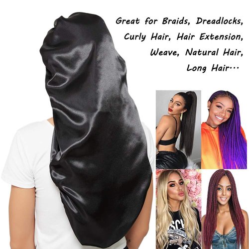 Wbfwbb Soft Elastic Band Satin Bonnets for Women, 3 Pcs Silky Head Scarf Hair Wrap for Sleeping Curly Natural Long Hair