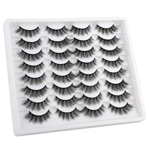 JIMIRE 16 Pairs False Eyelashes Fluffy Natural Fake Lashes 3D Volume Lashes Pack for Cat-Eye Look