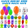 24 Pcs Easter Eggs with Mochi Squishy Toys for Kids Easter Eggs Hunt, Cute Easter Toys for Easter Basket Stuffers, Basket Filler, Easter Party Favor