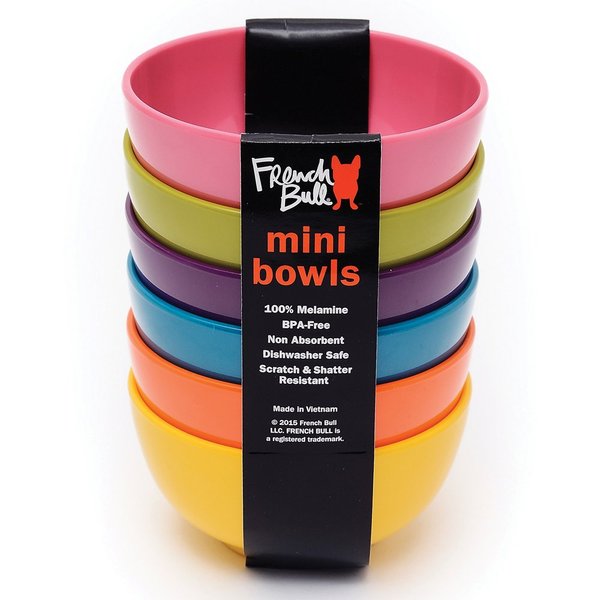French Bull Melamine Mini Bowls, 6-Piece Set, Small Serving Bowl – Snack, Condiment, Dip, Dessert, Ice Cream – Shatter Proof, Food-Safe, BPA Free, Dishwasher Safe, 4” 10 oz - Multicolor