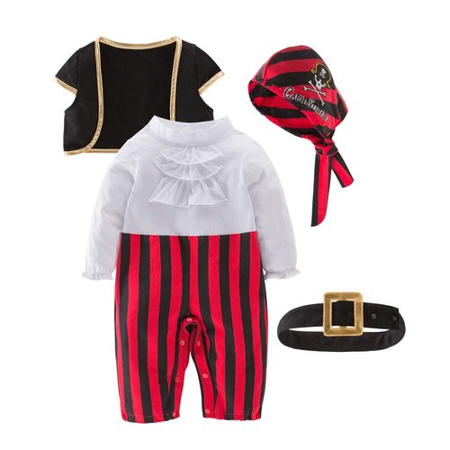 LXKIKMM May's Baby Boys Captain Infant Costumes Cap Stinker Pirate Costume 4pcs Set