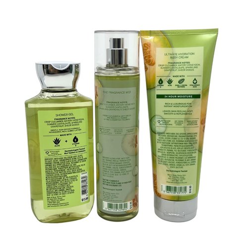 Bath & Body Works Cucumber Melon 3pc bundle - Shower Gel 10oz, Mist 8oz, & Body Cream 8oz