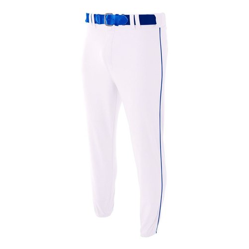 A4 Sportswear Youth XL White/Royal Side Piping Elastic Bottom Baseball Pants