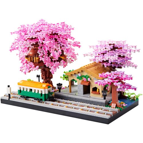 KLMEi Japanese Cherry Blossom Tree House Micro Building Blocks Set for Girls Flowers Treehouse Station Model Kit Decoration for Friends Toy for Childre Age of 14+ and Adults 3668 pcs