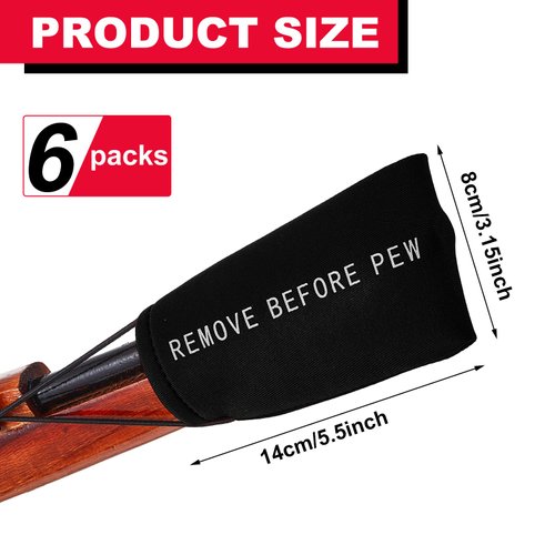 Riakrum 6 Pcs Airsoft Barrel Cover Paintball Barrel Cover with Elastic Bungee Cord for Airsoft and Paintball Markers Accessories, 5.51 x 3.15 Inch (Black)