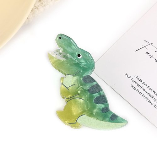 Tyrannosaurus Rex Shape Hair Claw Clip Cute Dinosaur Non-Slip Hair Accessories 2.8" for Thin Hair Women Girls, Light Green