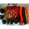 yaxwhty Thanksgiving Pinecone Trukey Craft Kit,Thankful Pinecone Craft with pom poms,Black Wiggle Googly Eyes, Pipe Cleaners,Artificial Maple Leaves,Colored Popsicle Sticks, Natural Pinecones﻿