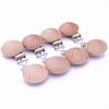 Sutoyuen 10Pcs 30mm (1.18") Natural Wood Pacifier Holder Round Beech Metal Teether Wooden Teething Beads Suspender Clips DIY Pacifier Accessories