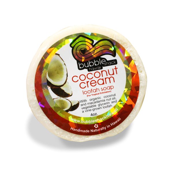 Bubble Shack Hawaii Loofah Lather Soap Bar (Coconut Cream)
