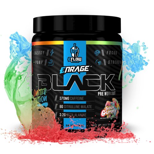 eFlow Nutrition Enrage Black High Stimulant Pre Workout Supplement - Preworkout Powder to Boost E...