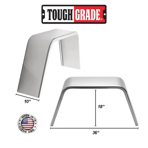 Tough Grade Aluminum Smooth Flat Top Fender 10" X 36" X 18" | Car Hauler Trailer | Cargo Trailer | Utility Trailer | Landscape Trailer