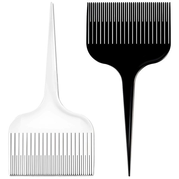 Professional Portable Hair Dyeing Comb, Slip Resistance Needle Pointed Tail Sectioning & Highlights, Perfect for Hair Dyeing (Black and White)