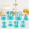 Teal Sweet 16th Birthday Decorations Honeycomb Centerpieces, 8Pcs Breakfast Blue Happy 16 Birthday Table Centerpieces Party Supplies for Girls, Teal Blue Sixteen Bday Party Table Toppers Sign Decor
