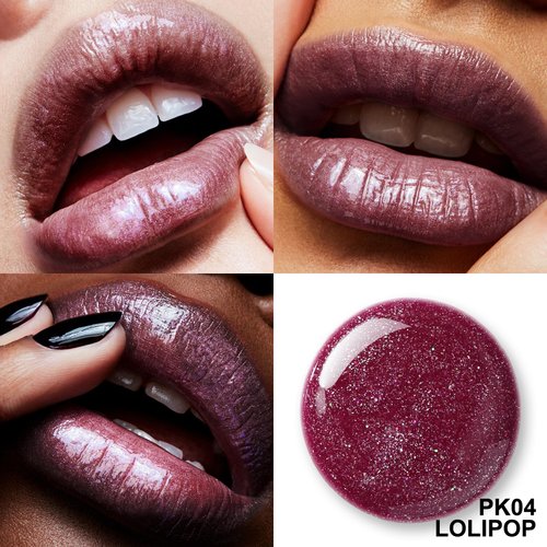 FOCALLURE High Shine Glitter Lip Gloss,Hydrates and Soothes Lips for a Gorgeous,Delivers a Non-sticky Glossy finish,Long-lasting Shine & Fuller-looking Lip Makeup,PK04 LOLIPOP