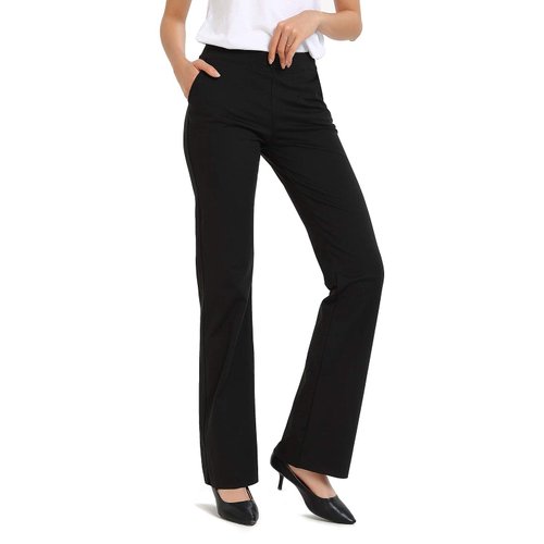 Safort Women 34'' Inseam Regular Tall Bootcut Yoga Dress Pants, Workout Pants, Black, M