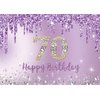 INRUI Purple Happy 70th Birthday Photography Background Girls Sweet Seventy Years Old Birthday Party Decorations Backdrop 7x5FT