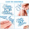 Lecferrarc 50th Birthday Cake Decorations, 50th Birthday Candles Cake Numeral Candles and Glitter Happy 50th Birthday Cake Toppers Set for Birthday Party Supplies (Blue)