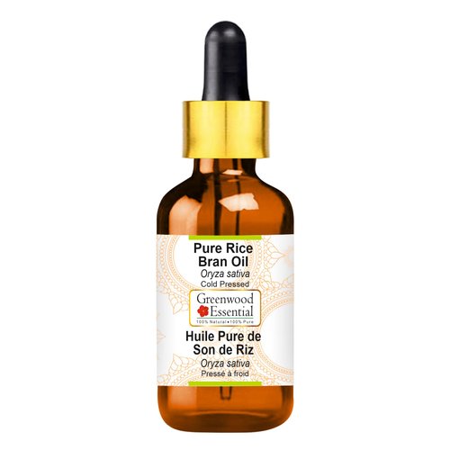 Greenwood Essential Pure Rice Bran Oil (Oryza Sativa) with Glass Dropper 50ml (1.69 oz)