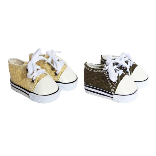 MBD 2 Pack Canvas Tennis Shoes Fits 18 Inch Girl Dolls- 18 Inch Doll Shoes (Khaki and Army Green)