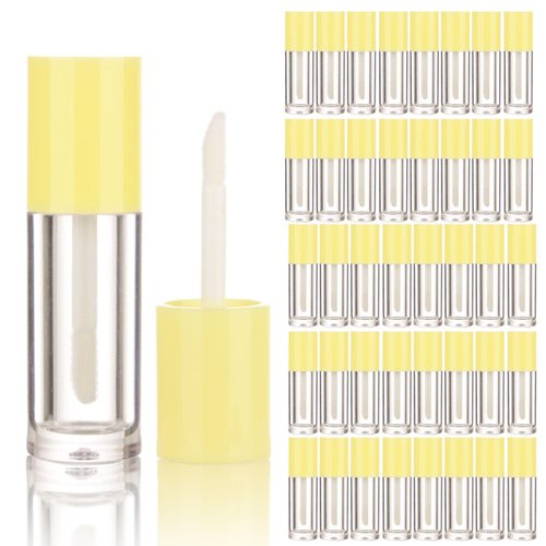 COSIDEA 40PCS Empty Yellow Mini Lip Gloss Tubes 2.5ml 0.08 OZ lipgloss Tube with Wand Applicator for Lip oil tint bottles container