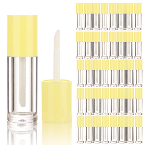 COSIDEA 40PCS Empty Yellow Mini Lip Gloss Tubes 2.5ml 0.08 OZ lipgloss Tube with Wand Applicator for Lip oil tint bottles container